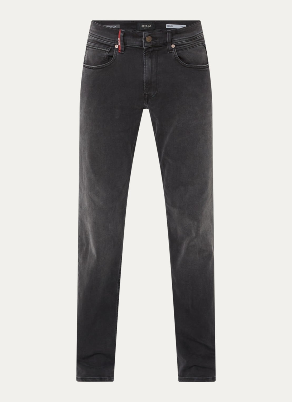 Replay Grover straight leg jeans met steekzakken - voorkant 3 donkergrijs