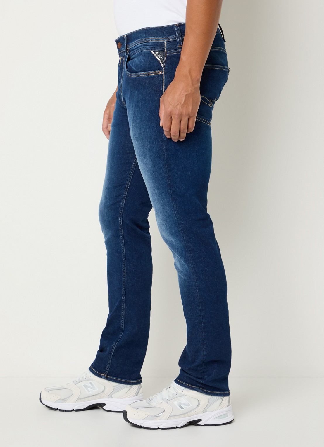 Replay Grover straight leg jeans met steekzakken - detail 2 donkerblauw