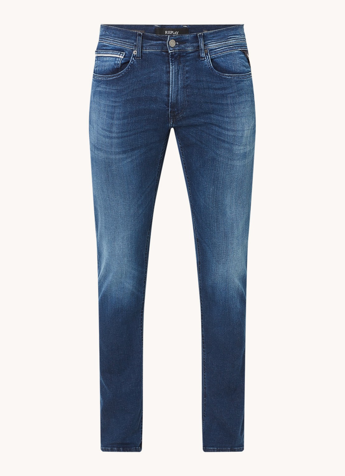 Replay Grover tapered fit jeans met stretch - voorkant 2 indigo