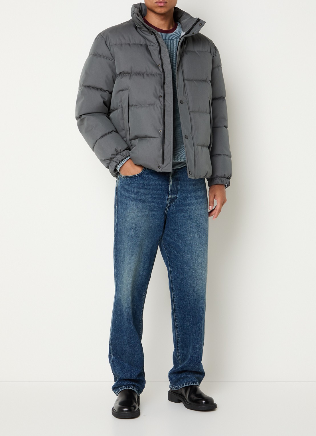Replay Puffer jack met ritszakken en afneembare capuchon - voorkant 4 antraciet