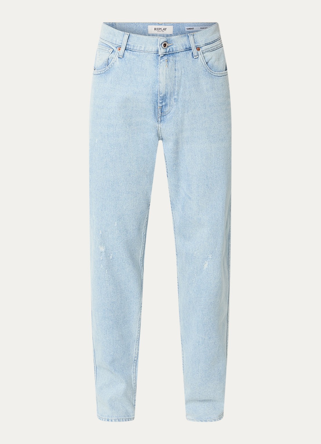 Replay Sandot straight leg jeans met lichte wassing - voorkant lichtblauw