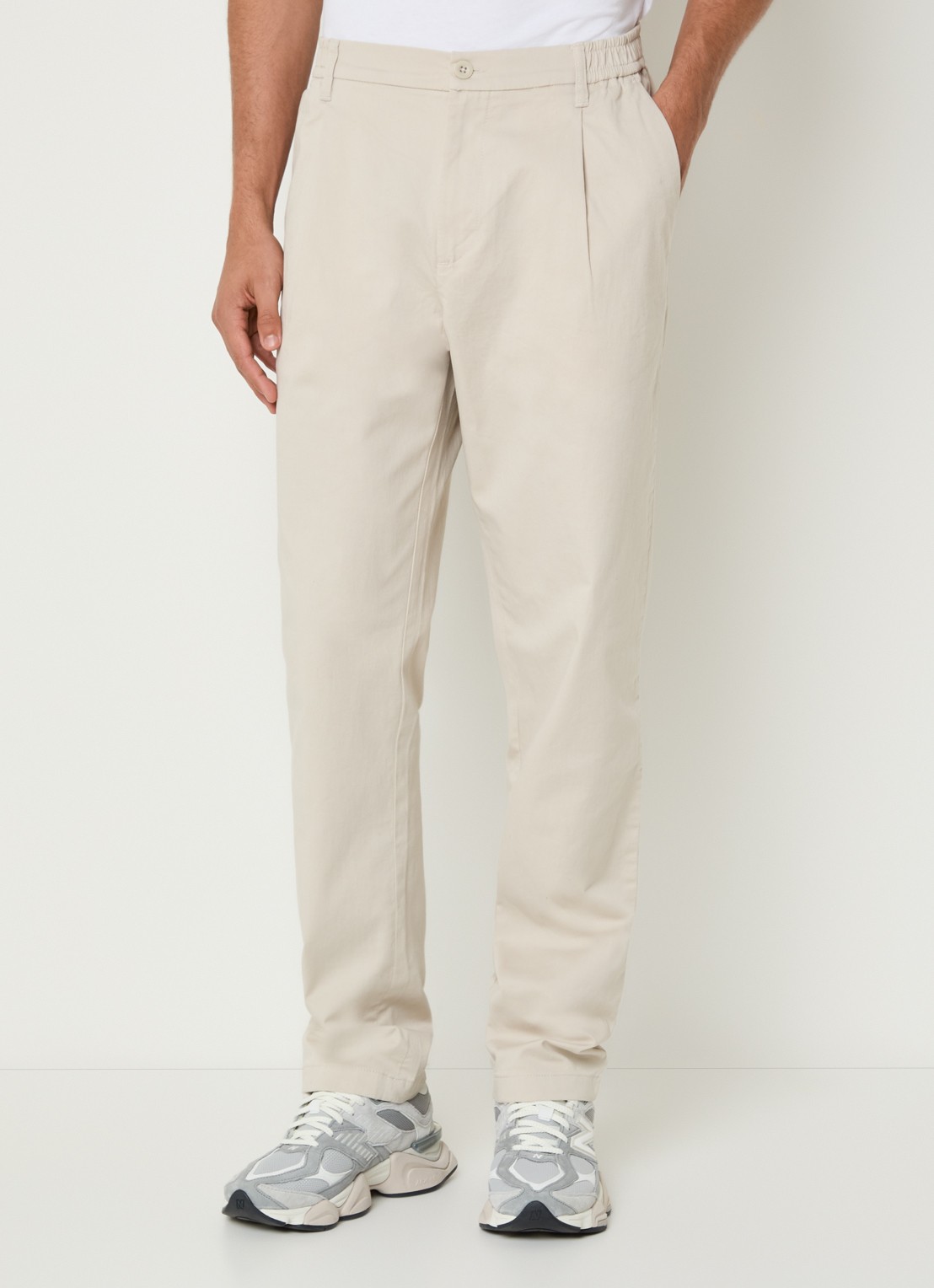 Replay Straight fit chino met steekzakken - detail 3 creme