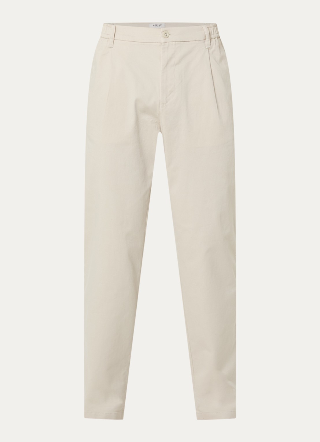 Replay Straight fit chino met steekzakken - voorkant creme