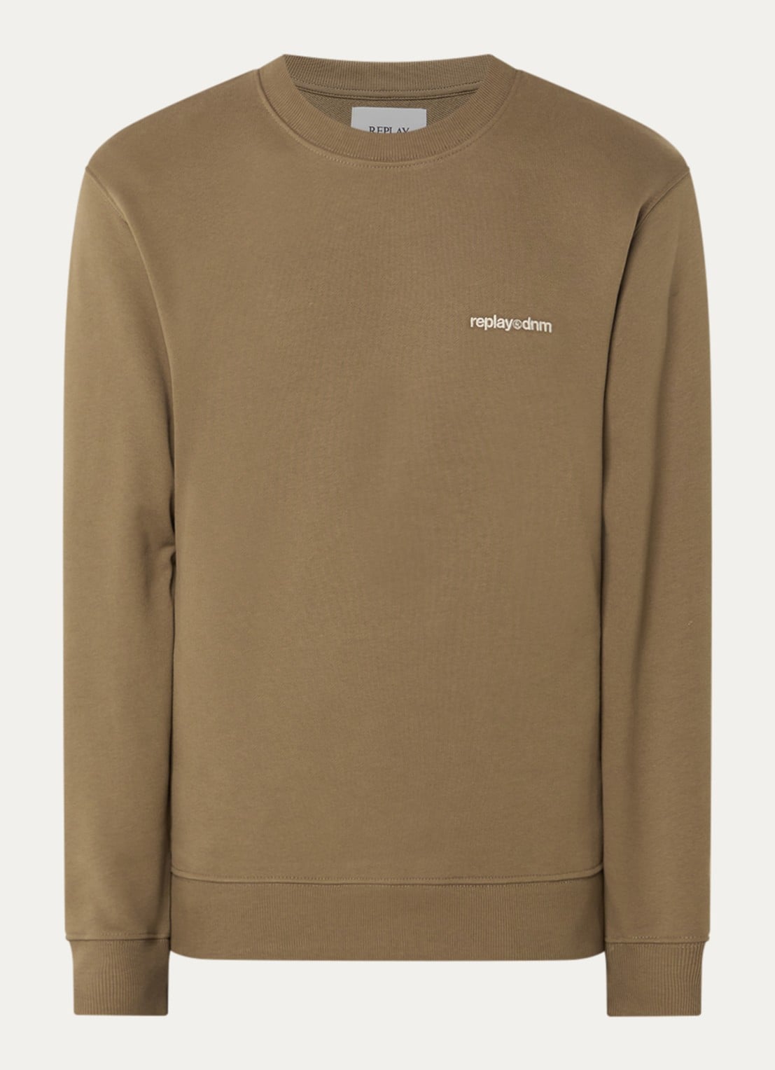 Replay Sweater met logo - voorkant mosgroen