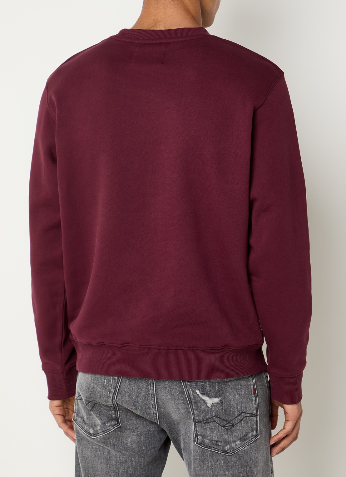 Replay Sweater met logoborduring - achterkant beige