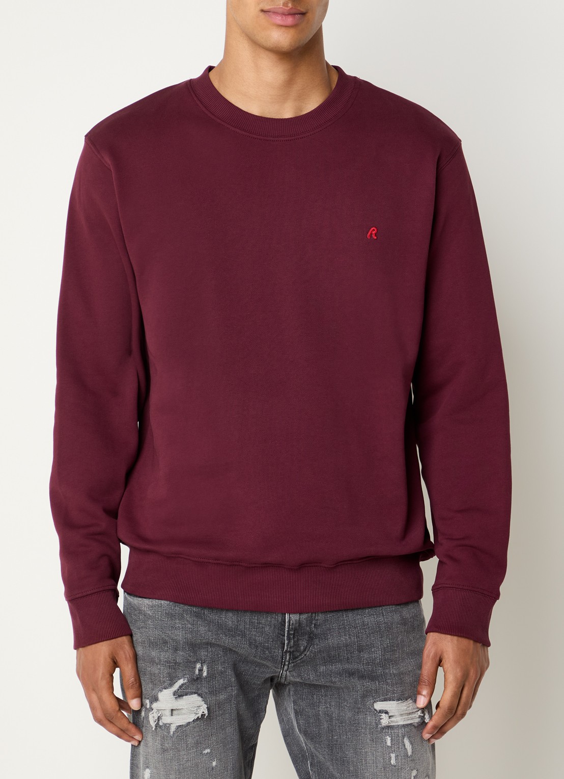 Replay Sweater met logoborduring - detail 2 beige