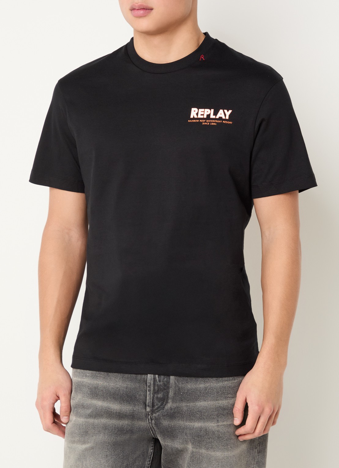 Replay T-shirt met backprint en logo - achterkant zwart