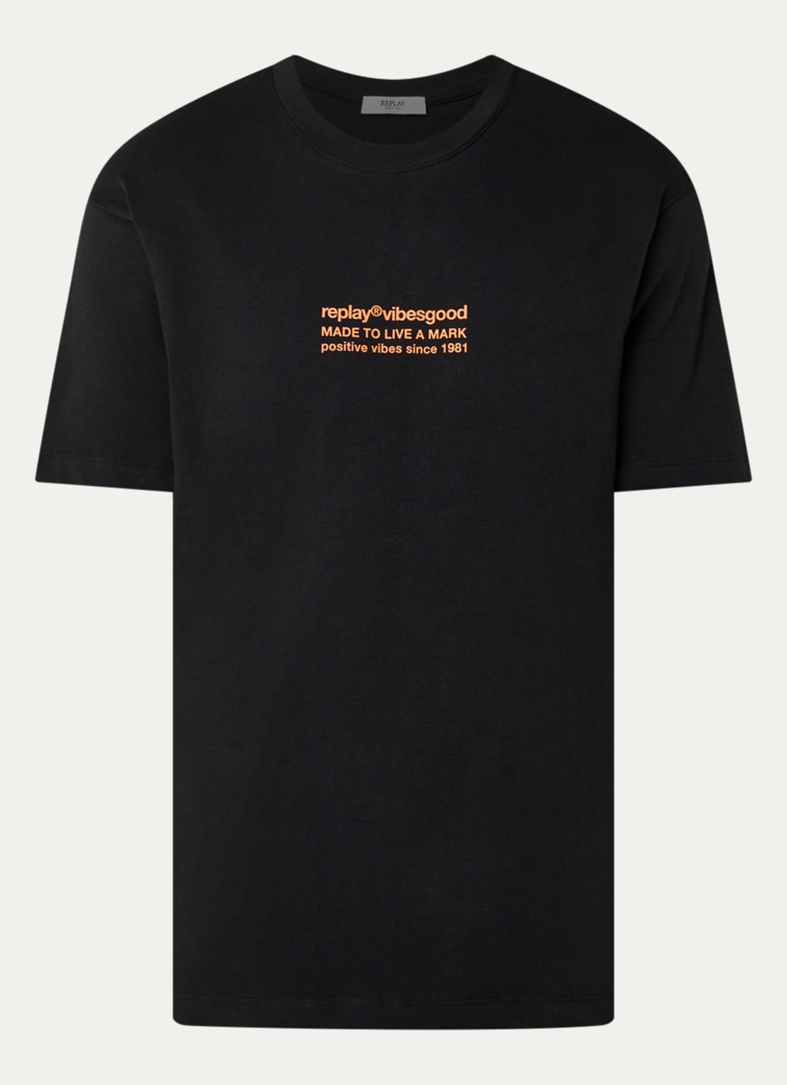 Replay T-shirt met front- en backprint - voorkant 2 zwart
