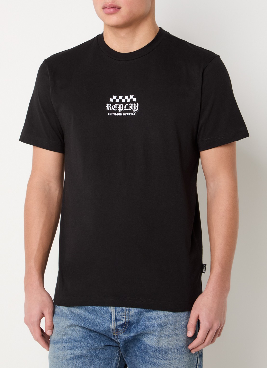 Replay T-shirt met logo- en backprint - achterkant zwart