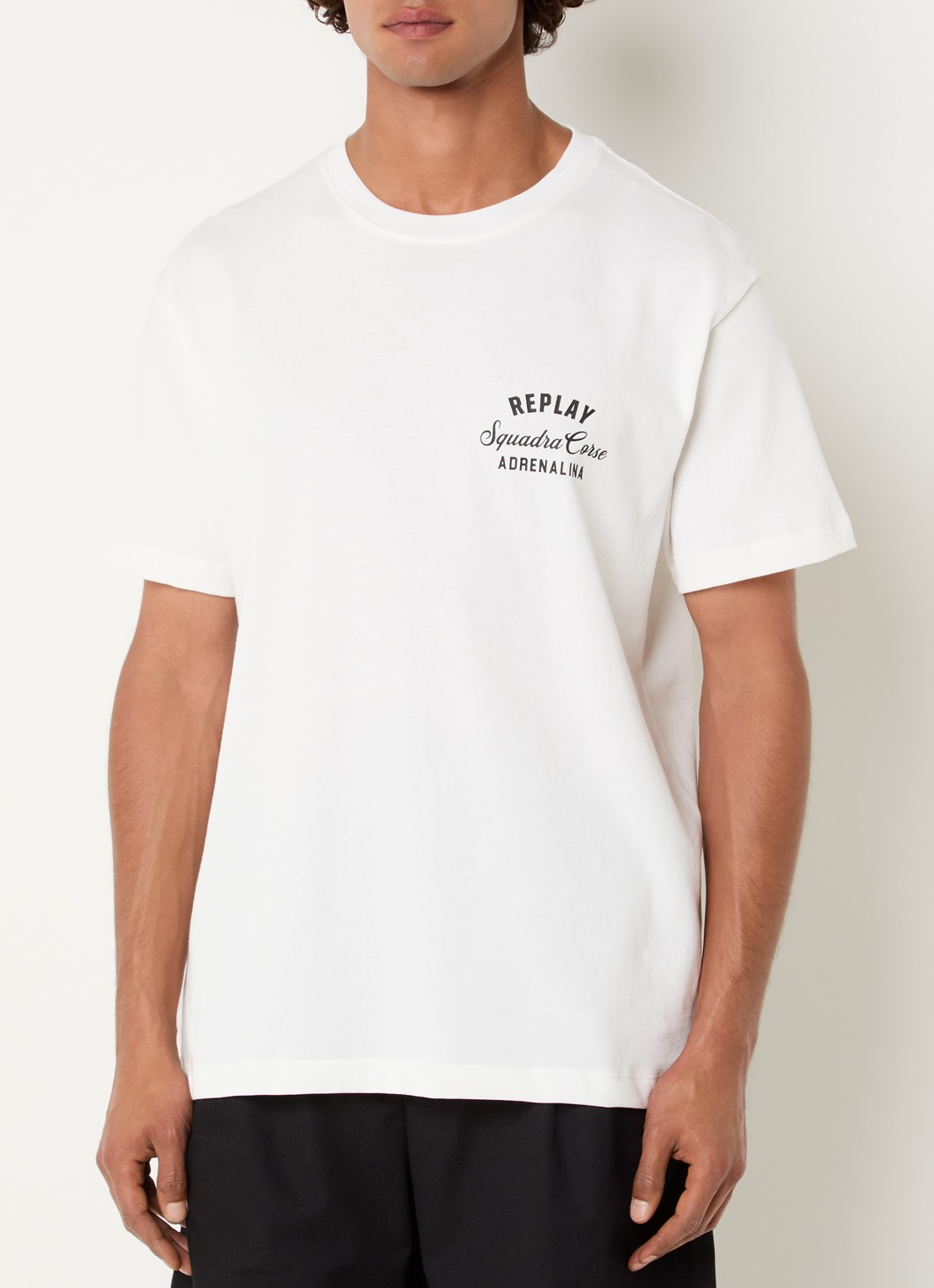 Replay T-shirt met logo- en backprint - achterkant gebroken wit