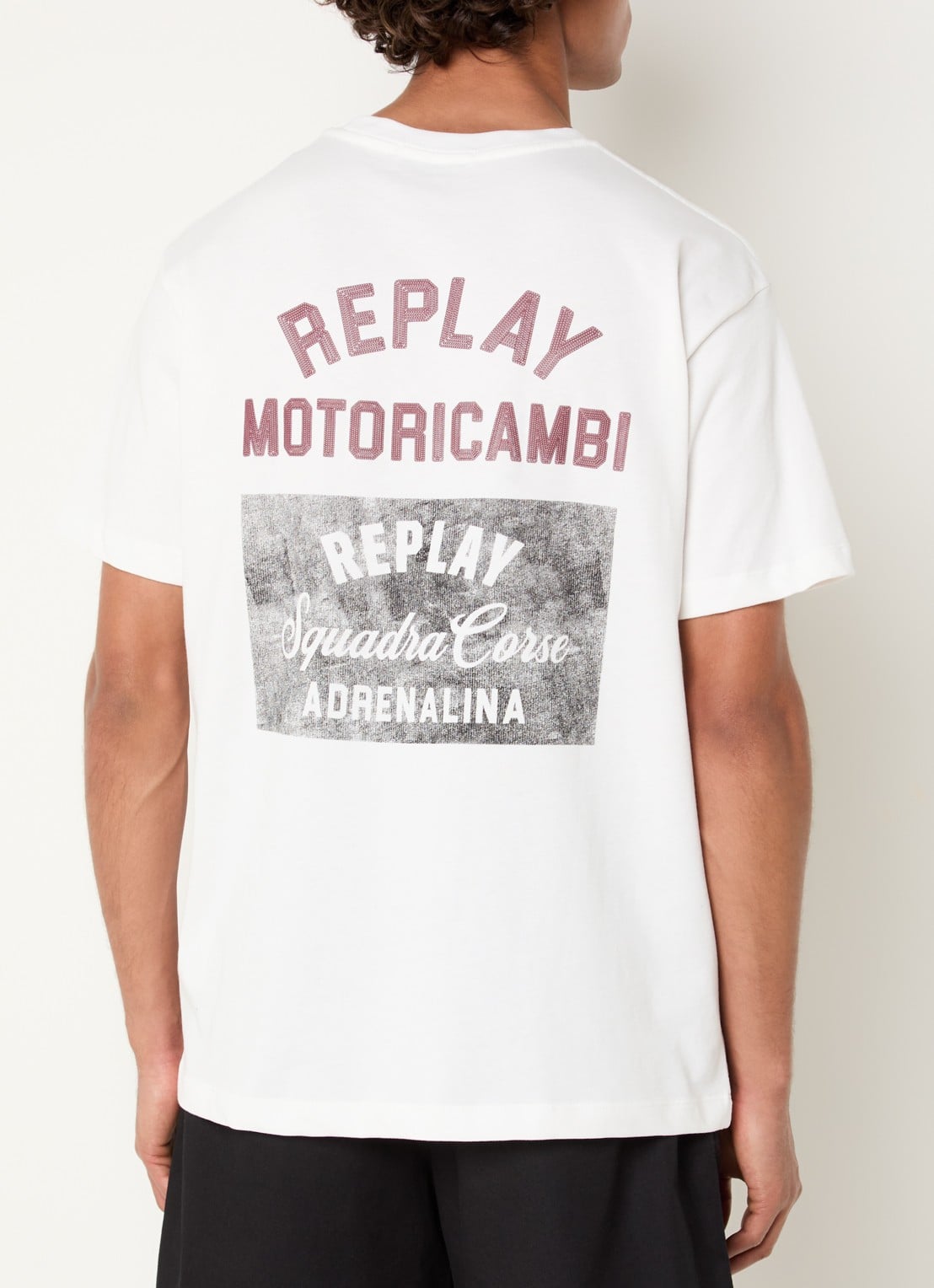 Replay T-shirt met logo- en backprint - detail 2 gebroken wit