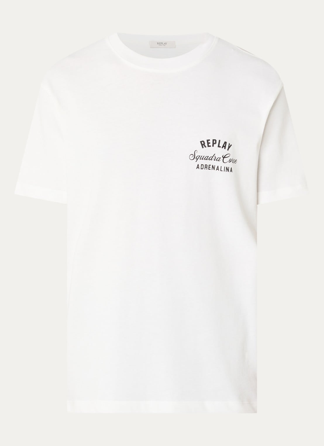 Replay T-shirt met logo- en backprint - voorkant 3 gebroken wit