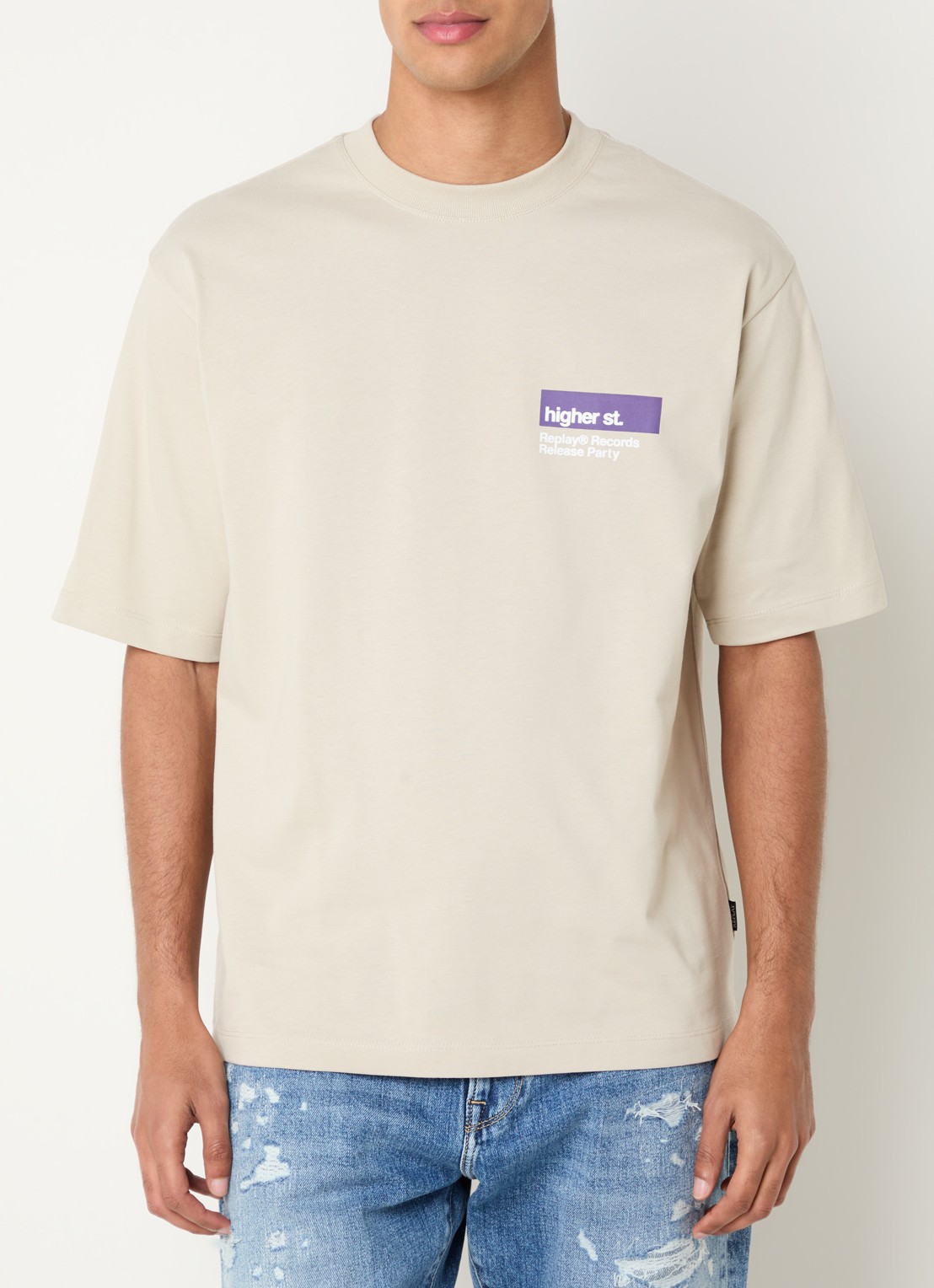 Replay T-shirt met logo en backprint - achterkant 4 beige