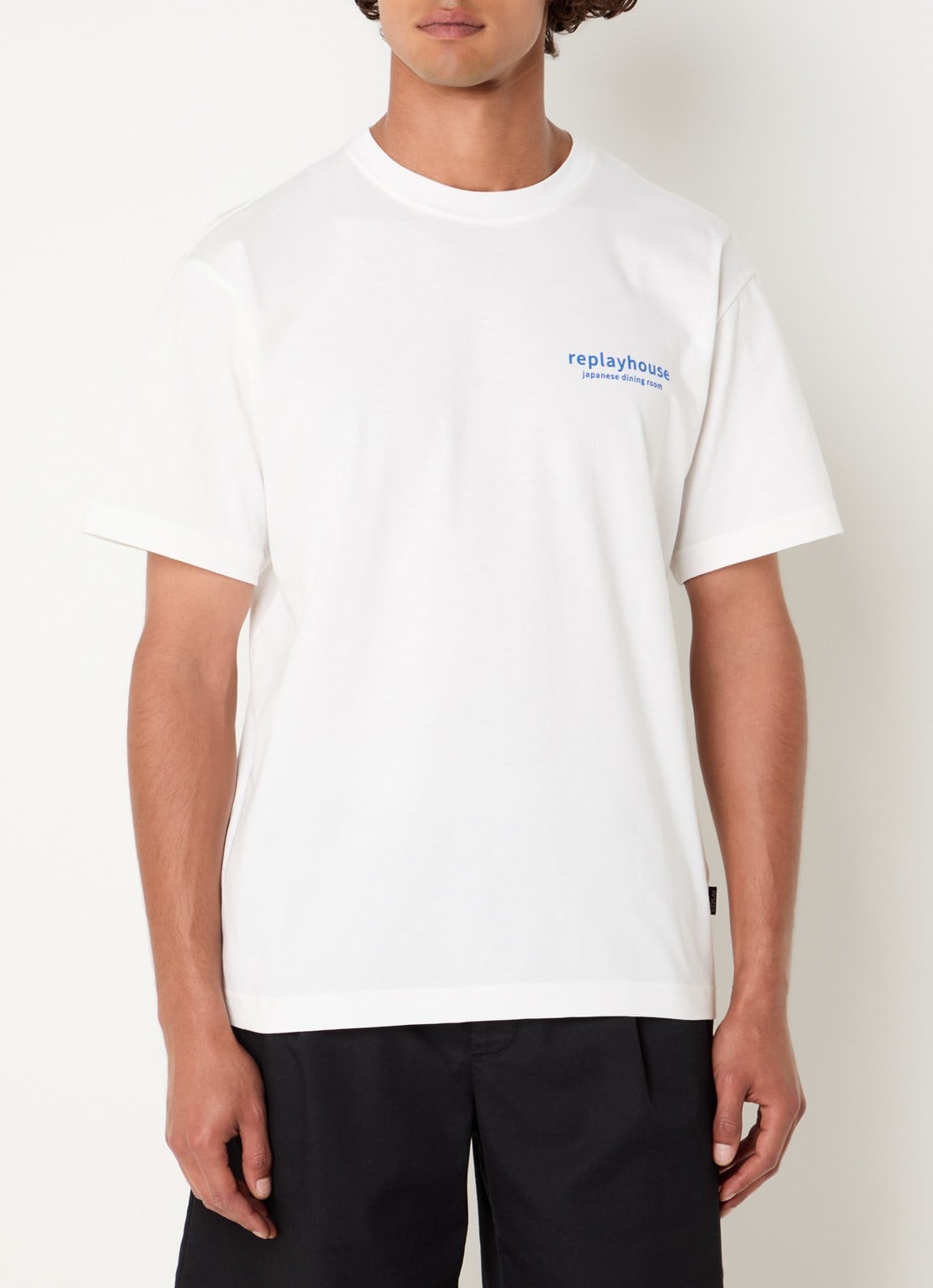 Replay T-shirt met logo- en backprint - achterkant wit