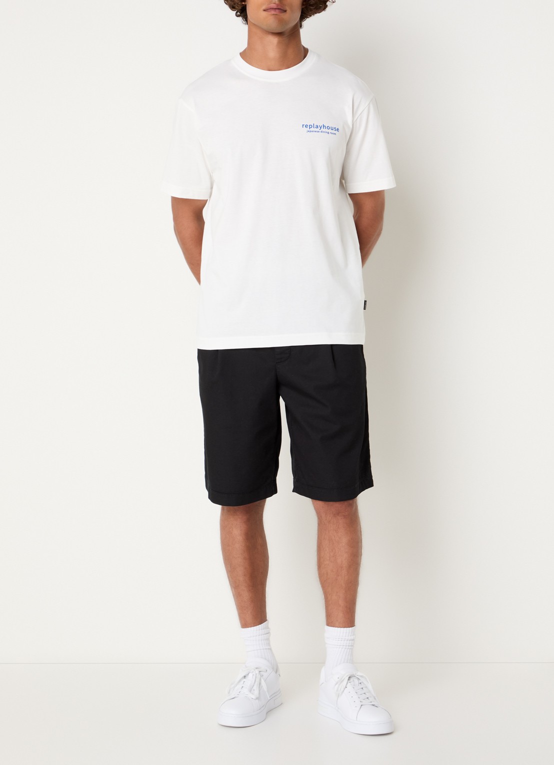 Replay T-shirt met logo- en backprint - voorkant 3 wit