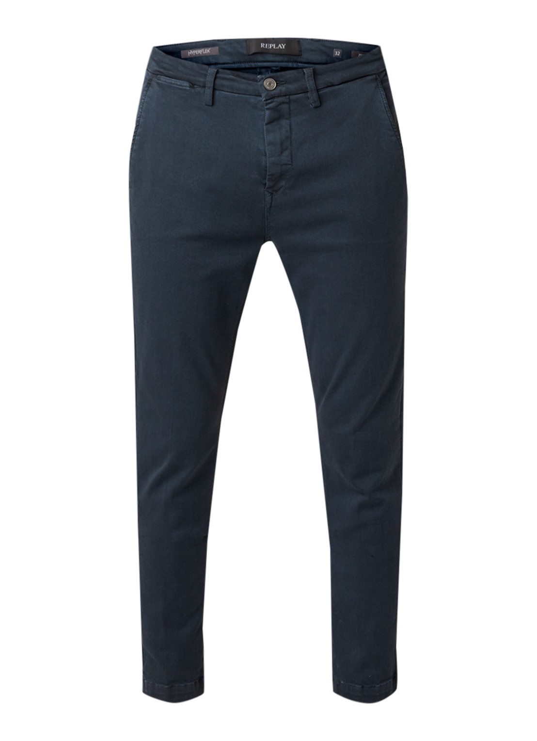 Replay Zeumar Hyperflex slim fit chino met stretch  - voorkant 2 donkerblauw