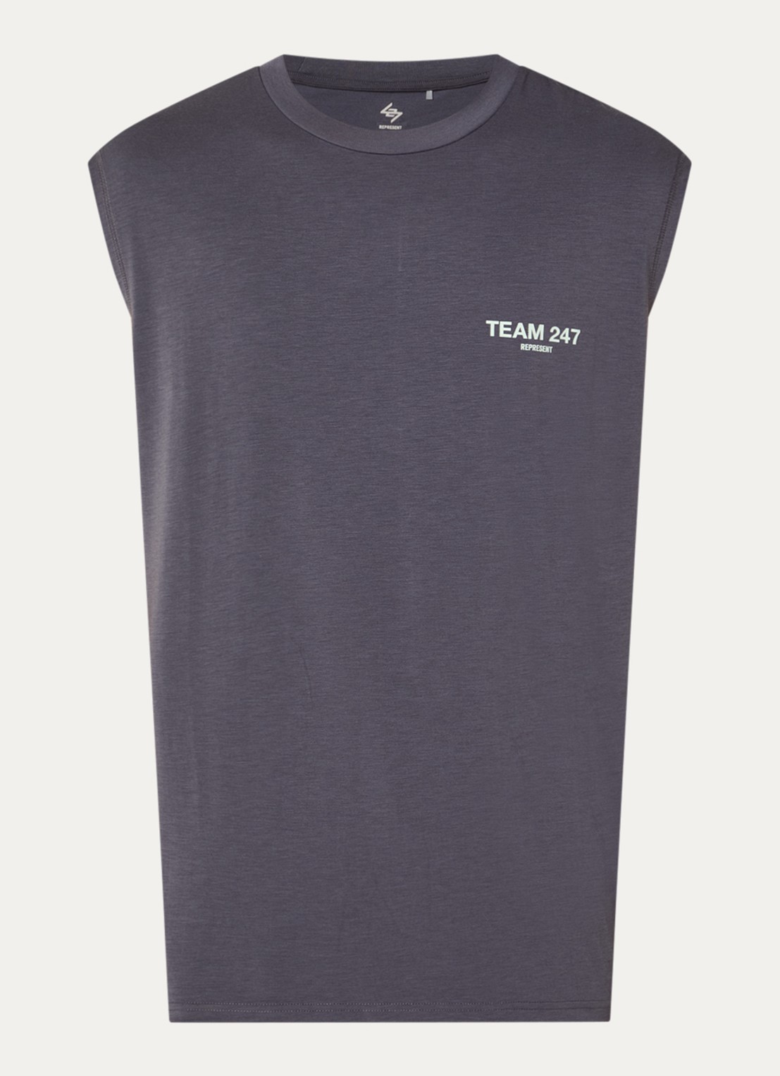 Represent 24/7 Team oversized tanktop met logo- en backprint - voorkant 2 middengrijs