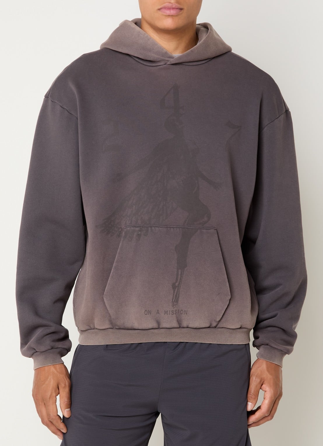 Represent 247 Angel hoodie met logoprint - detail taupe