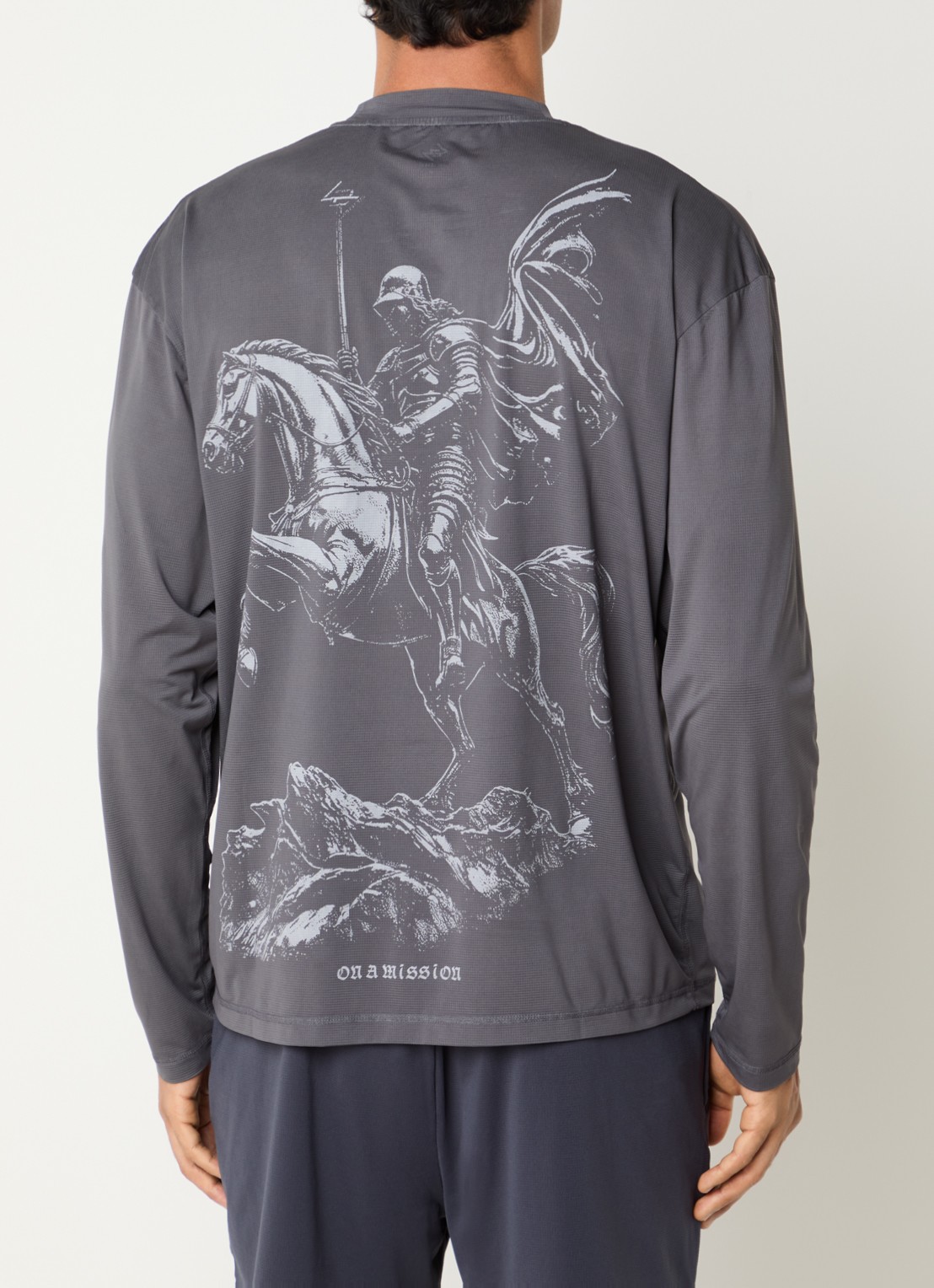 Represent 247 long sleeve met logo- en backprint - detail 2 antraciet