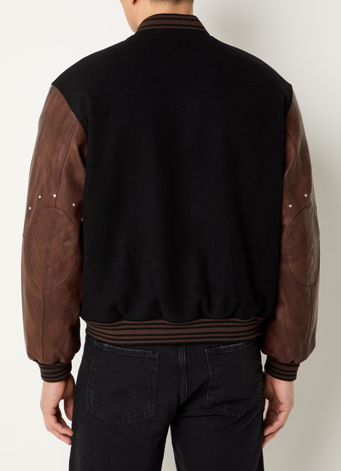 Represent Baseball jack in wolblend met logoborduring - achterkant zwart
