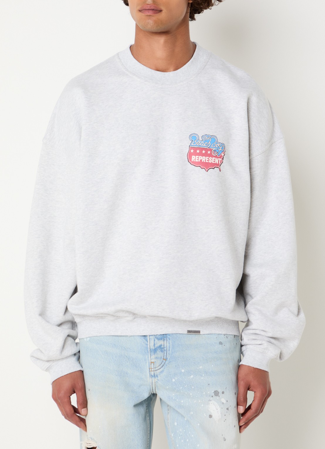 Represent Beach Boys sweater met logo- en backprint - achterkant 2 grijsmele