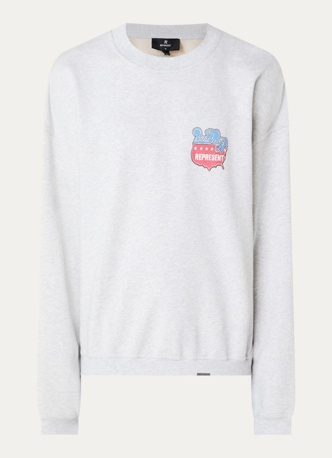 Represent Beach Boys sweater met logo- en backprint - voorkant 3 grijsmele