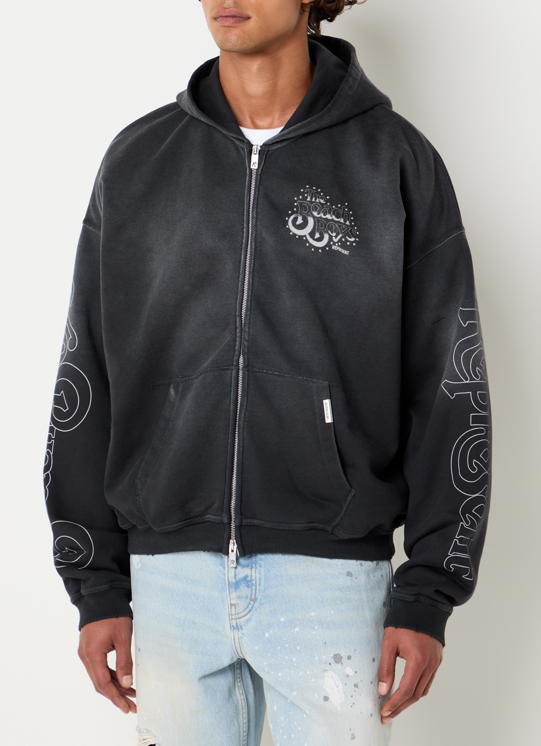 Represent Beach Boys sweatvest met logo- en backprint - achterkant 3 antraciet