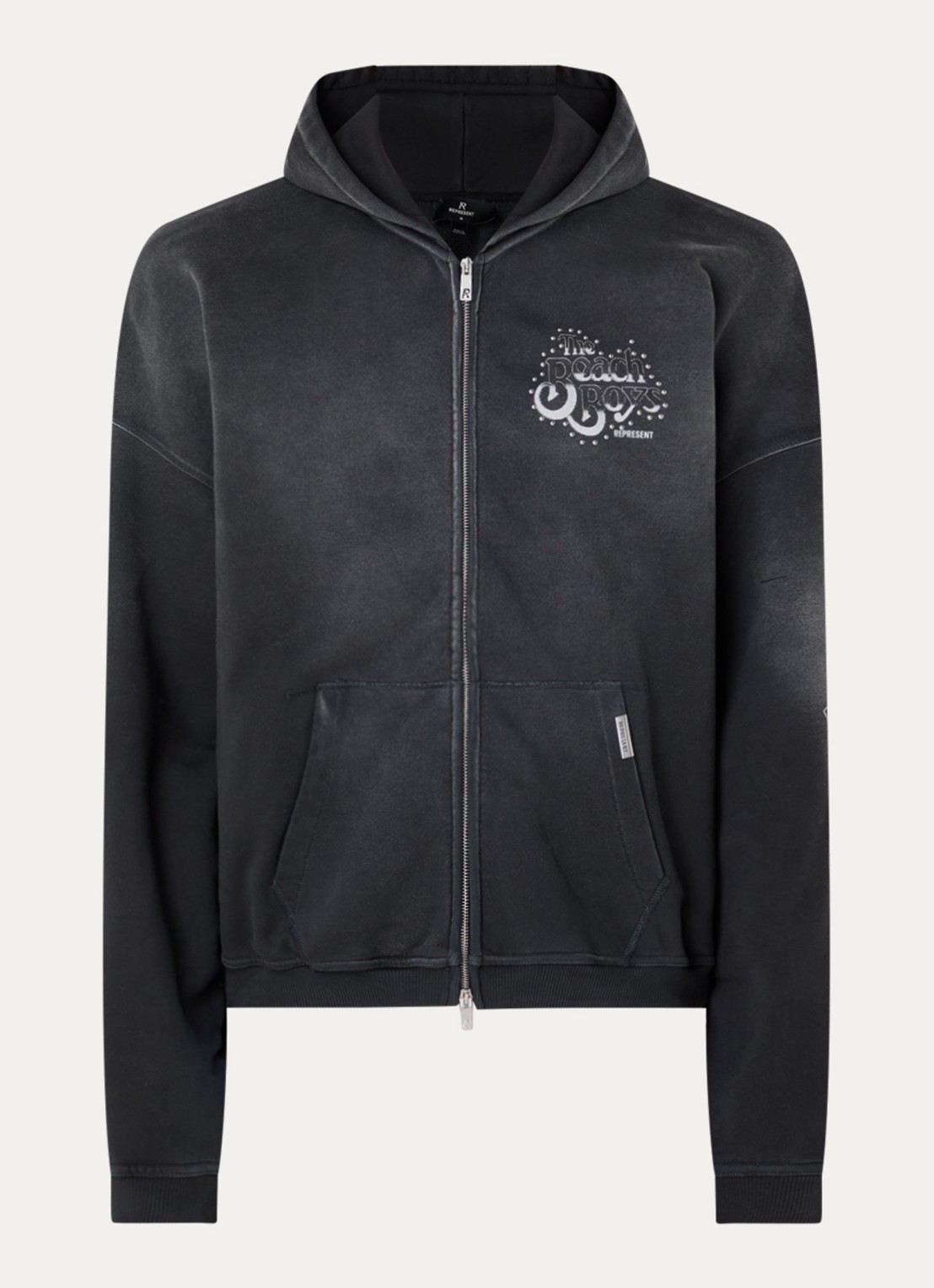 Represent Beach Boys sweatvest met logo- en backprint - voorkant antraciet
