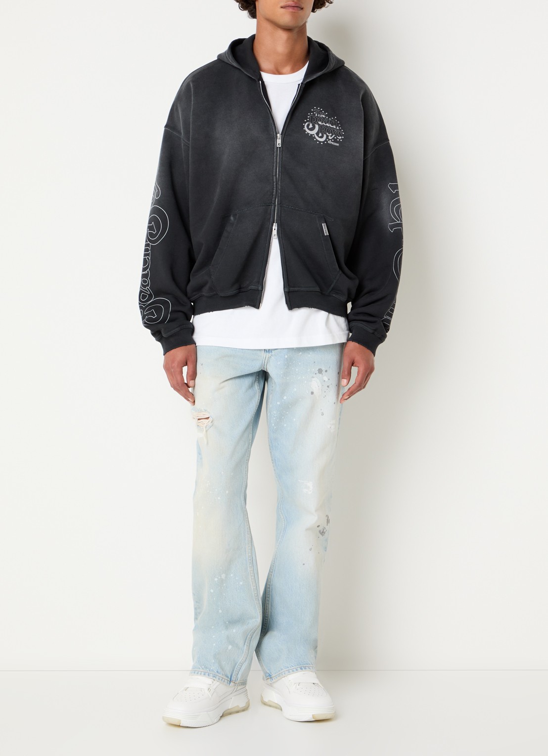 Represent Beach Boys sweatvest met logo- en backprint - voorkant 2 antraciet