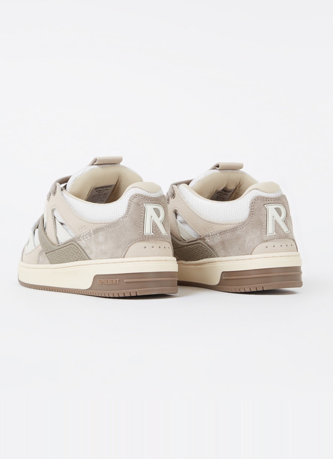 Represent Bully sneaker met suède en leren details - achterkant 5 beige