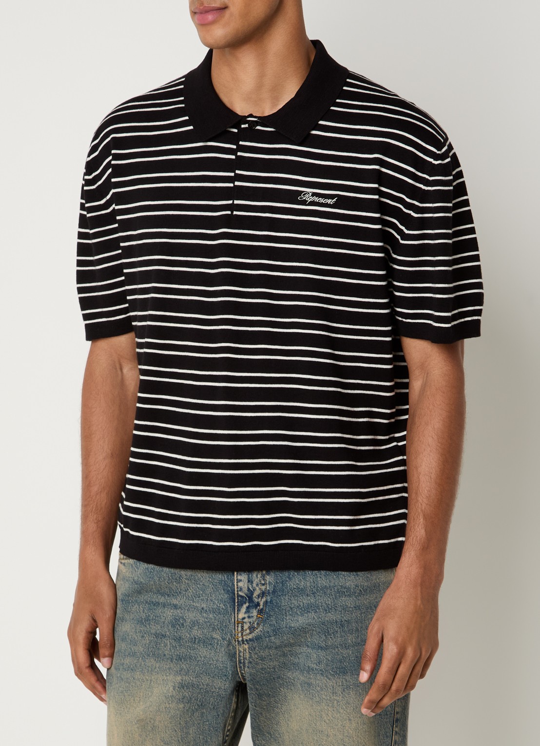 Represent California regular fit polo met logo - detail 4 zwart