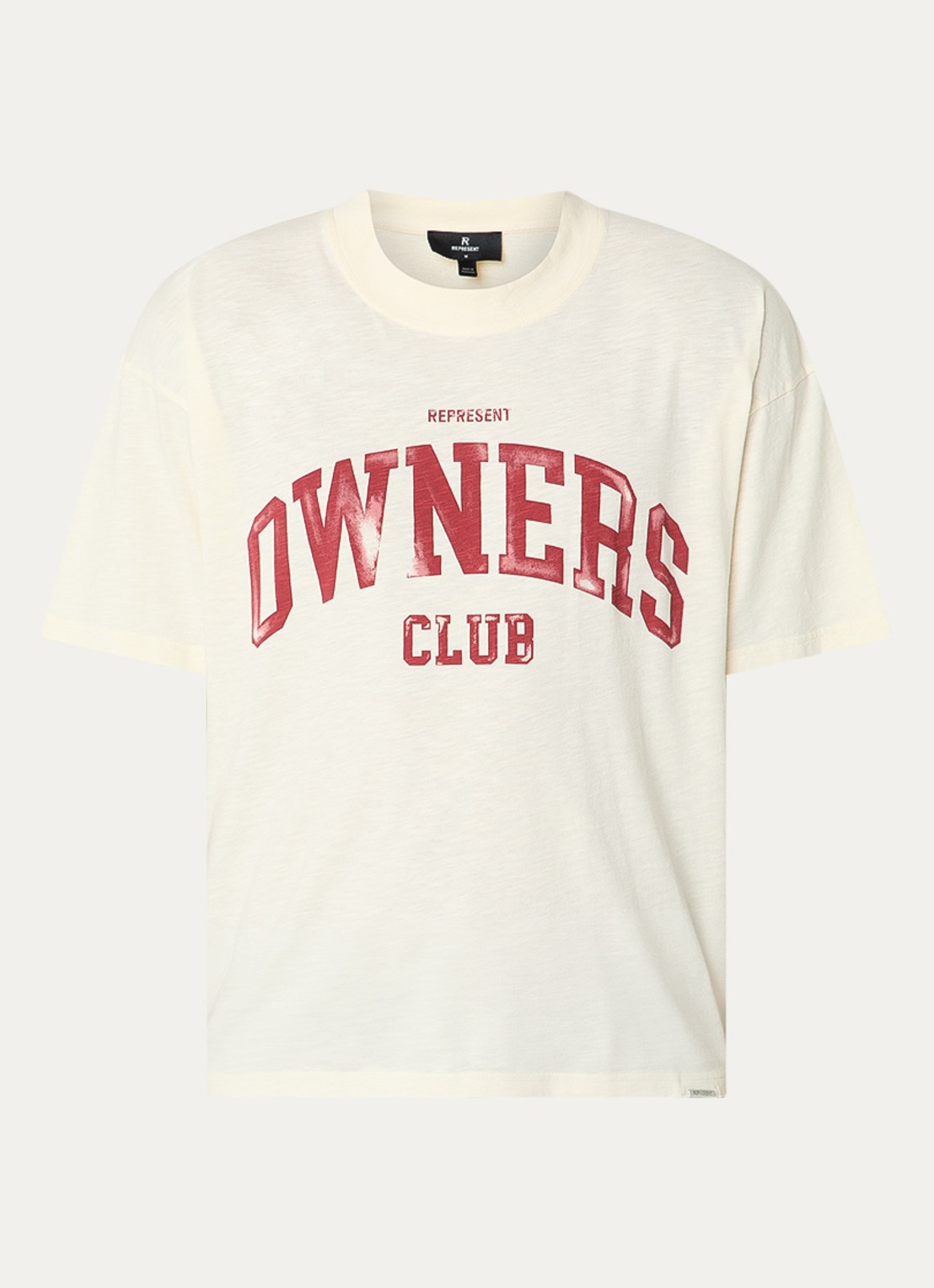 Represent College T-shirt met logoprint - voorkant ivoor