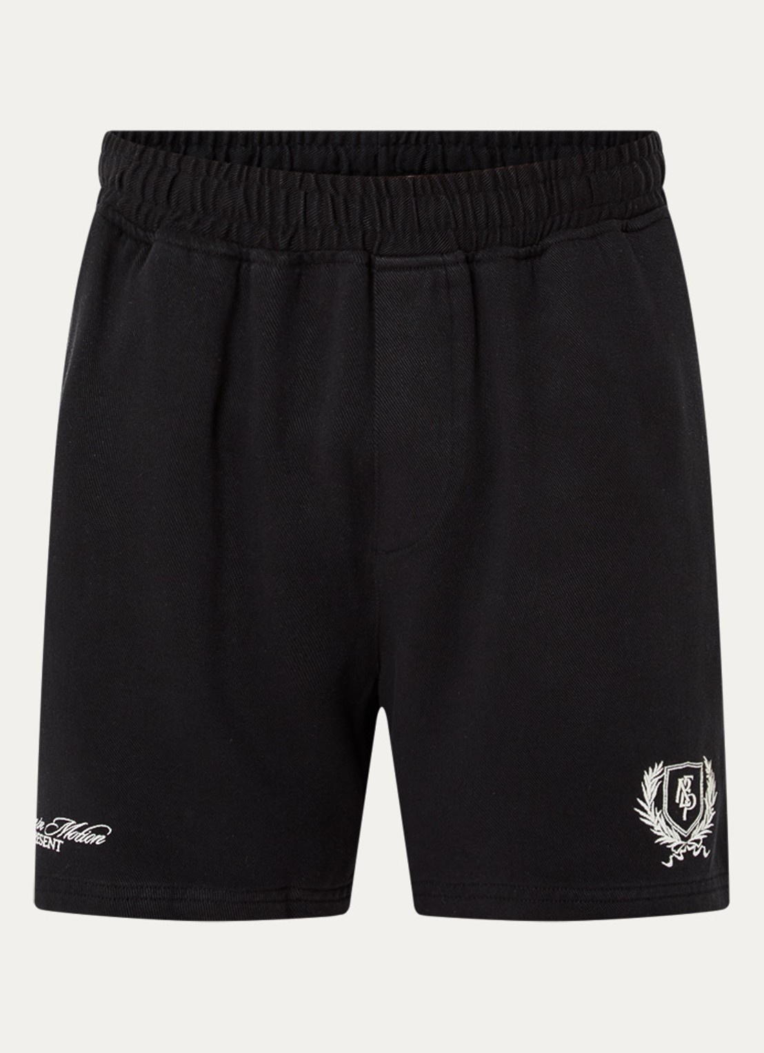 Represent Crest straight fit korte joggingbroek met logo en steekzakken - voorkant 2 zwart