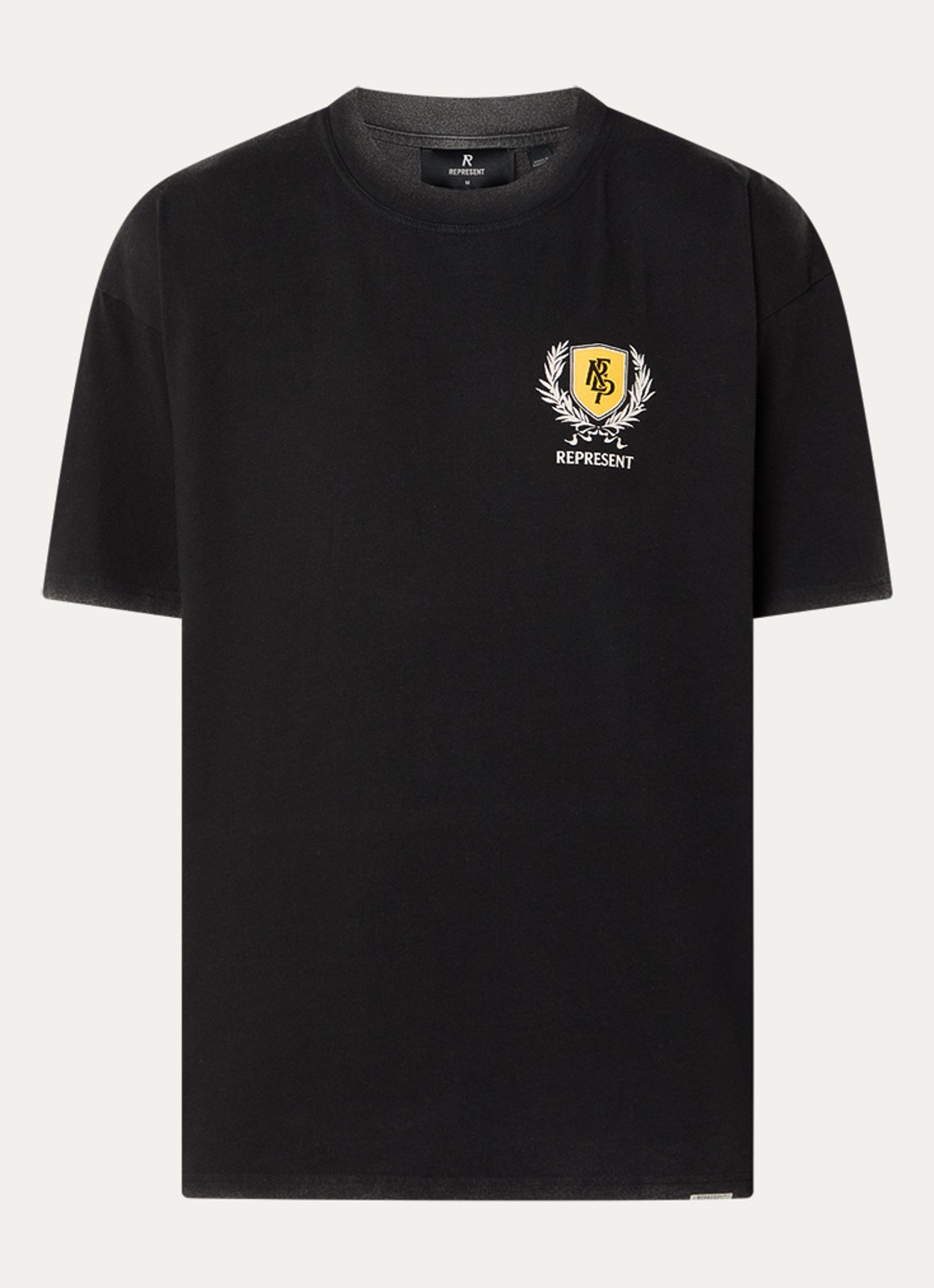 Represent Crest T-shirt met logo- en backprint - voorkant 2 zwart