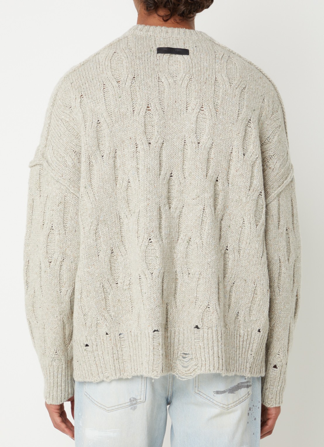 Represent Distress kabelgebreide trui met ronde hals - achterkant 3 beige