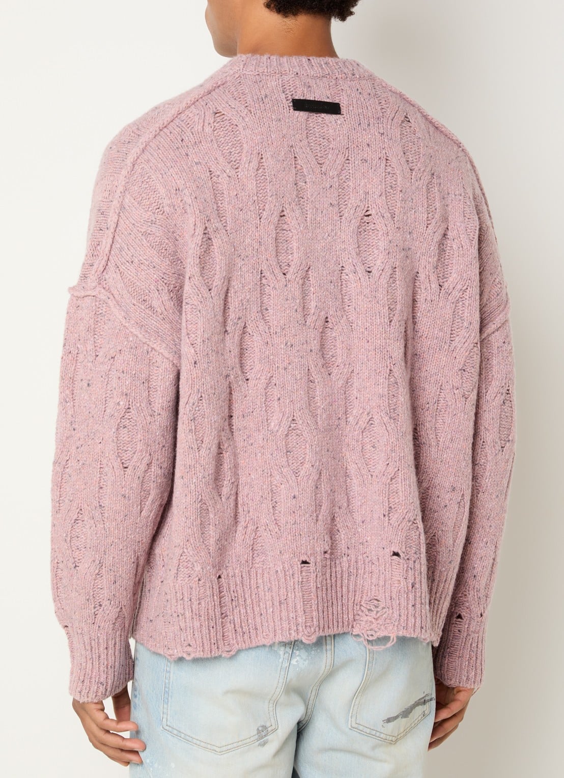 Represent Distress kabelgebreide trui met ronde hals - achterkant 2 roze