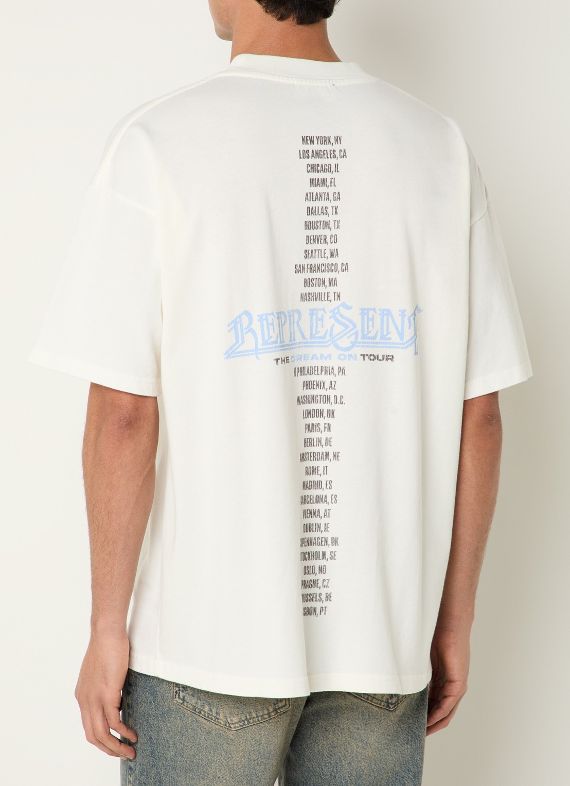 Represent Golden Tour T-shirt met front- en backprint - achterkant beige