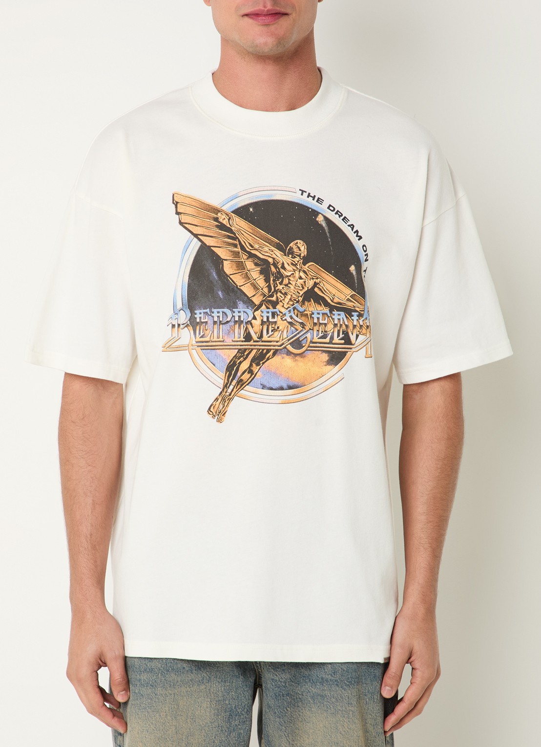 Represent Golden Tour T-shirt met front- en backprint - detail 4 beige