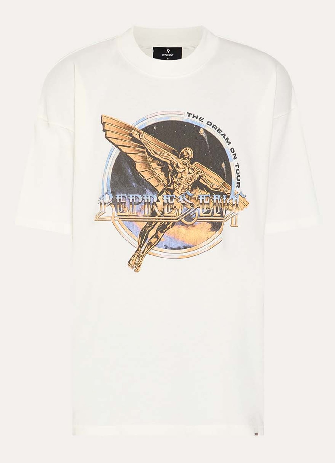 Represent Golden Tour T-shirt met front- en backprint - voorkant 2 beige
