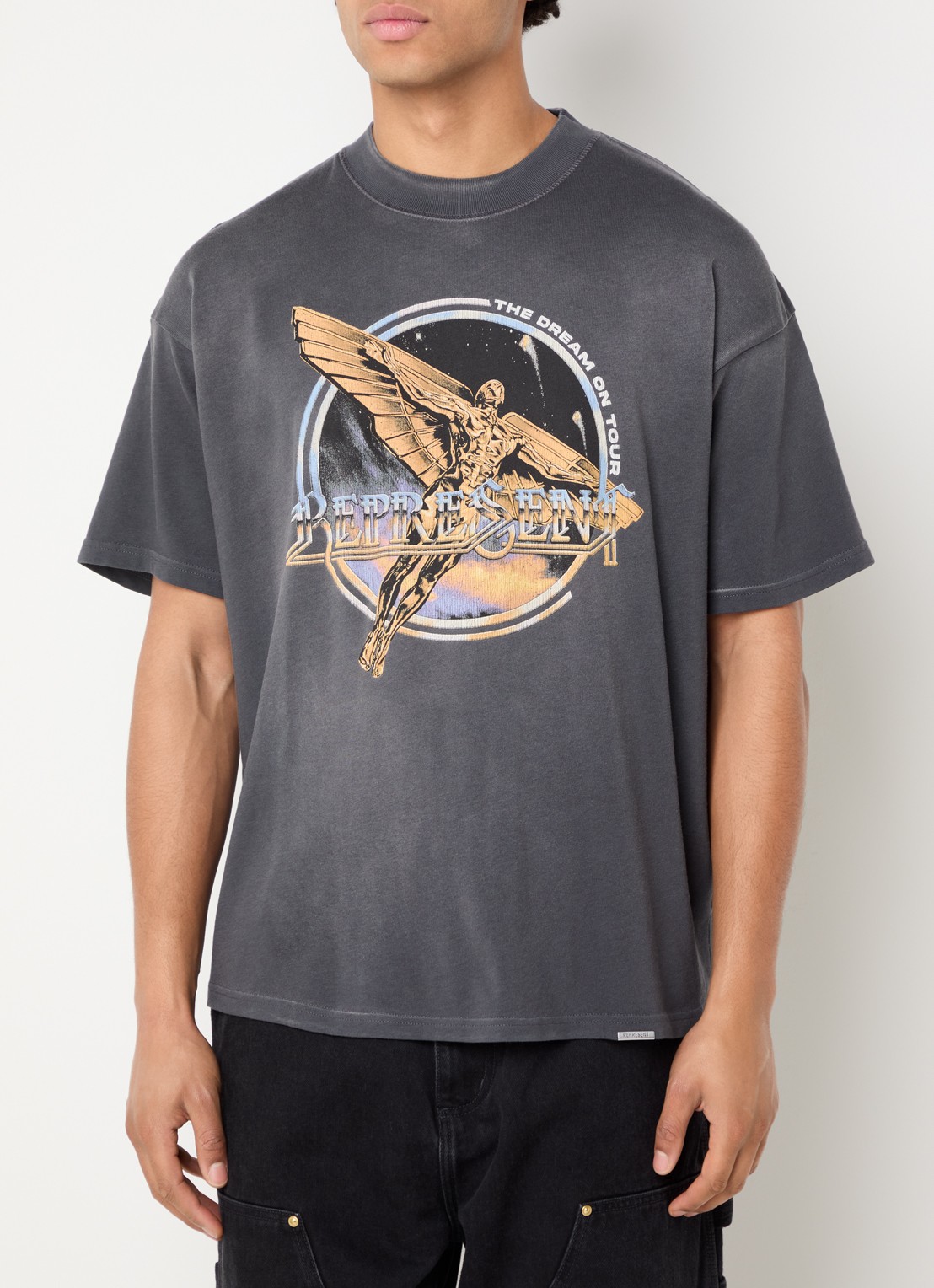 Represent Golden Tour T-shirt met front- en backprint - detail 4 antraciet