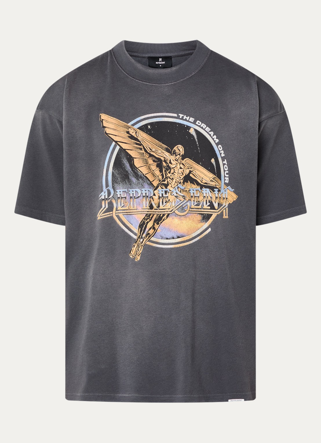 Represent Golden Tour T-shirt met front- en backprint - voorkant 2 antraciet