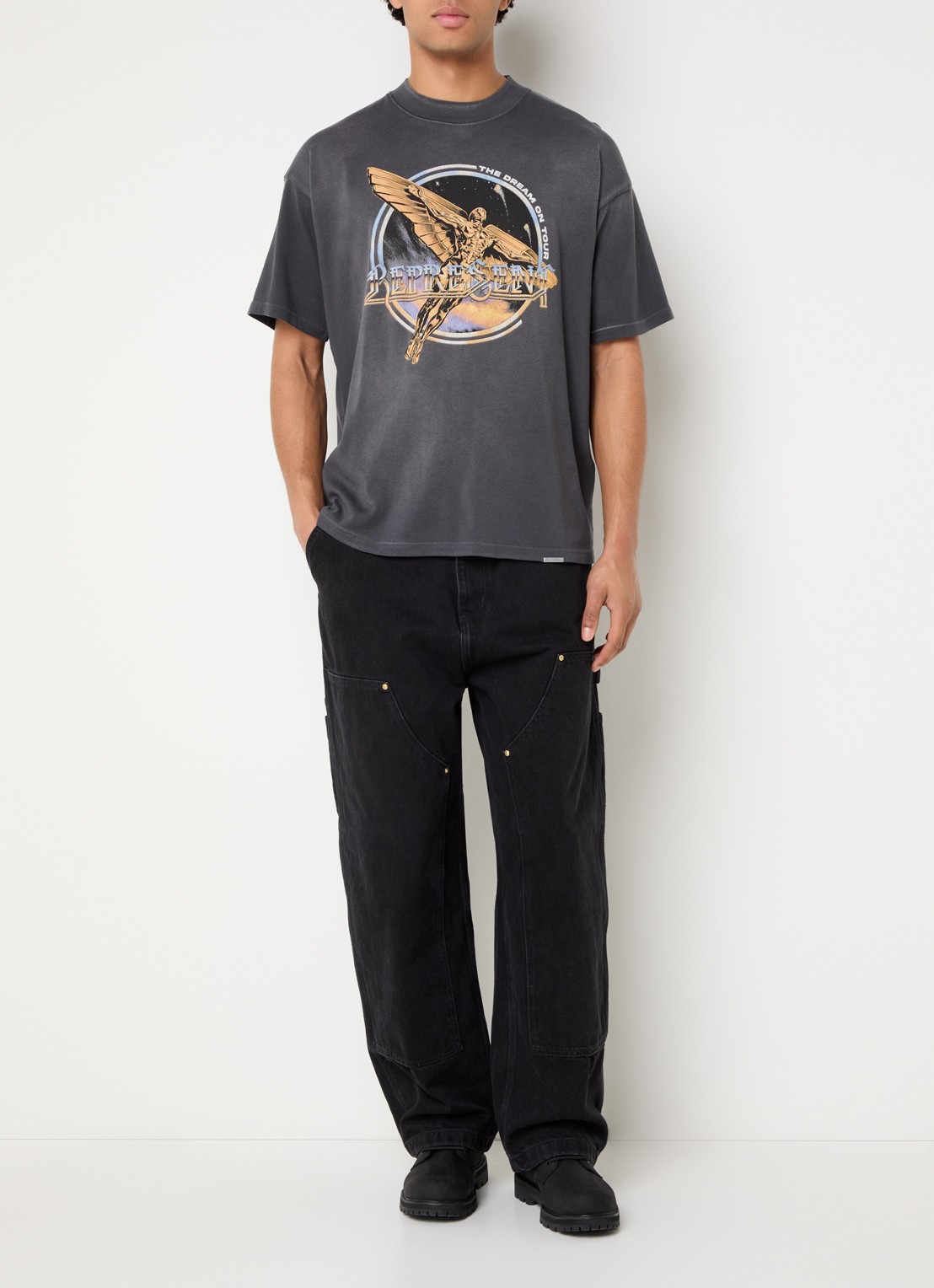 Represent Golden Tour T-shirt met front- en backprint - voorkant 3 antraciet