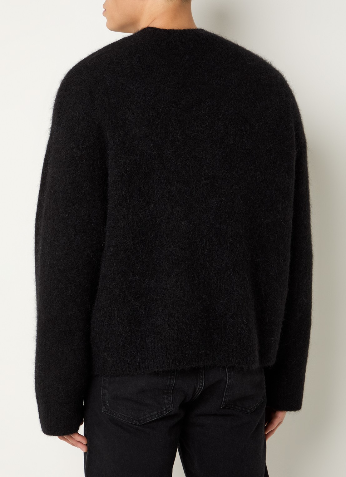 Represent Grofgebreide trui in alpaca wolblend met ingebreid logo - achterkant 4 zwart