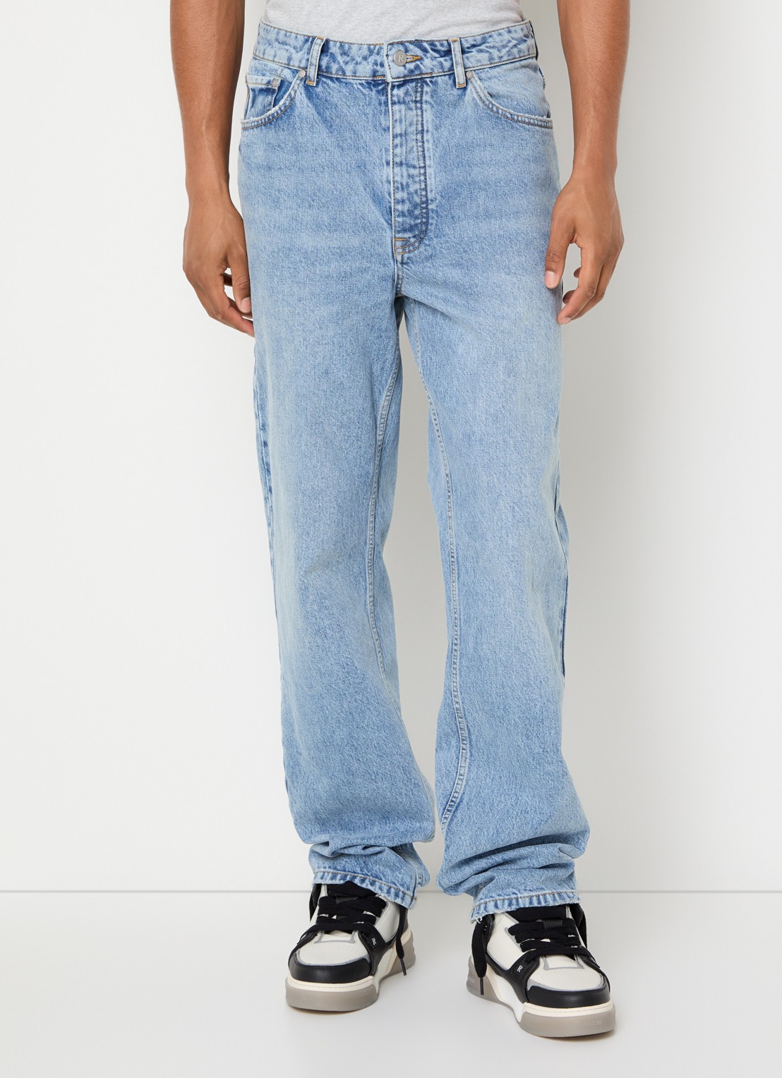 Represent Heaton straight fit jeans met lichte wassing - detail indigo