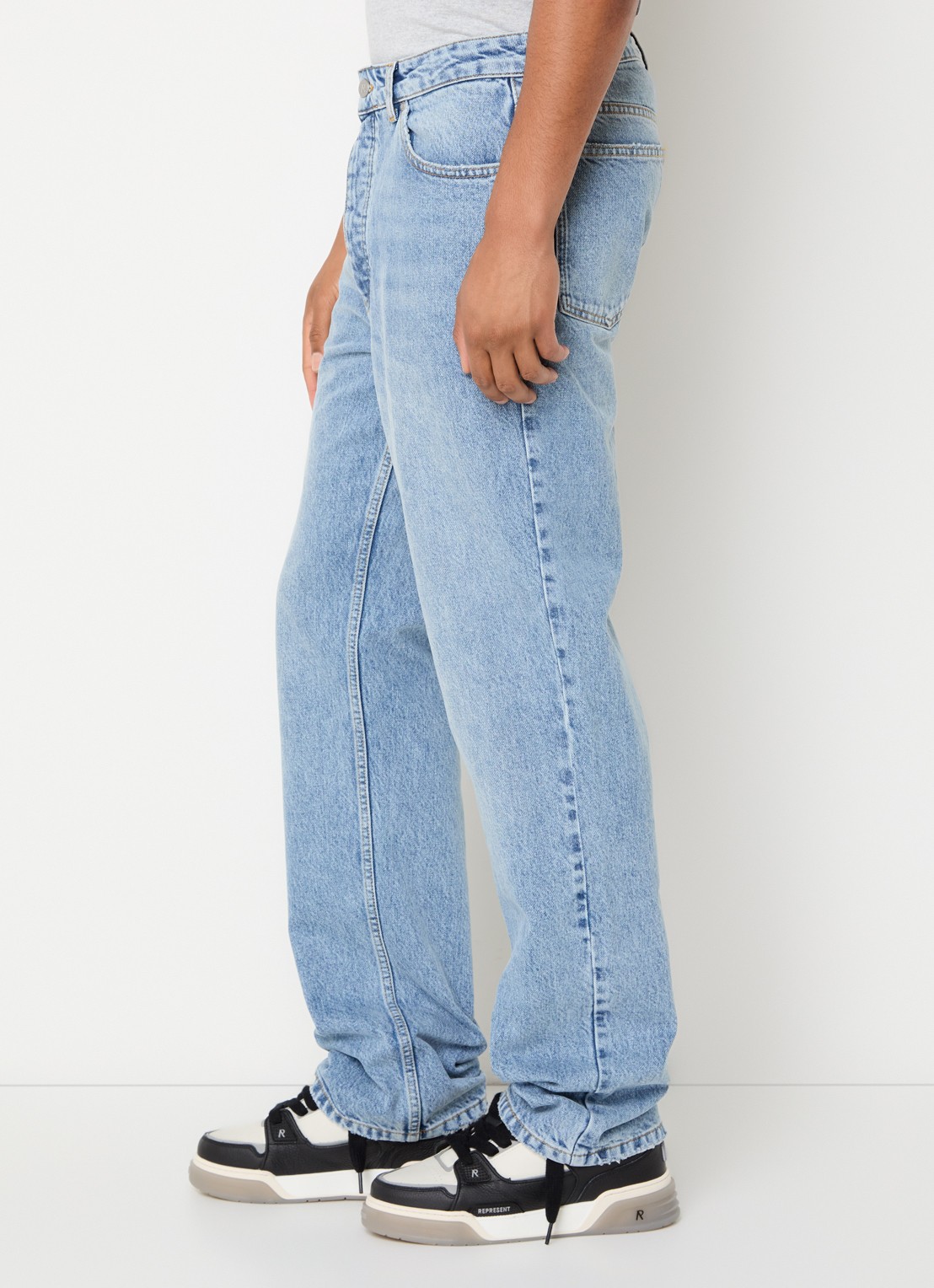 Represent Heaton straight fit jeans met lichte wassing - detail 2 indigo