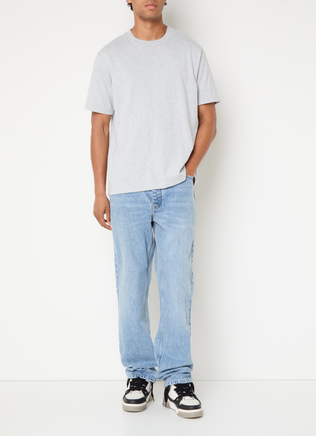 Represent Heaton straight fit jeans met lichte wassing - voorkant 4 indigo