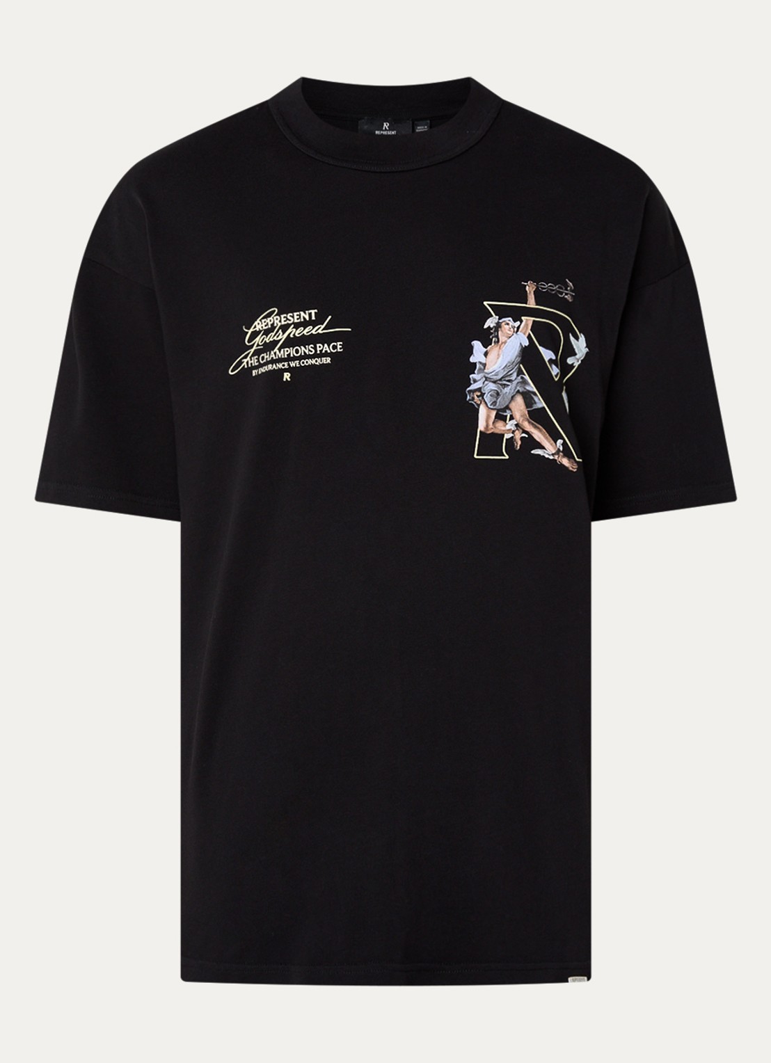 Represent Hermes T-shirt met logo- en backprint - voorkant 3 zwart