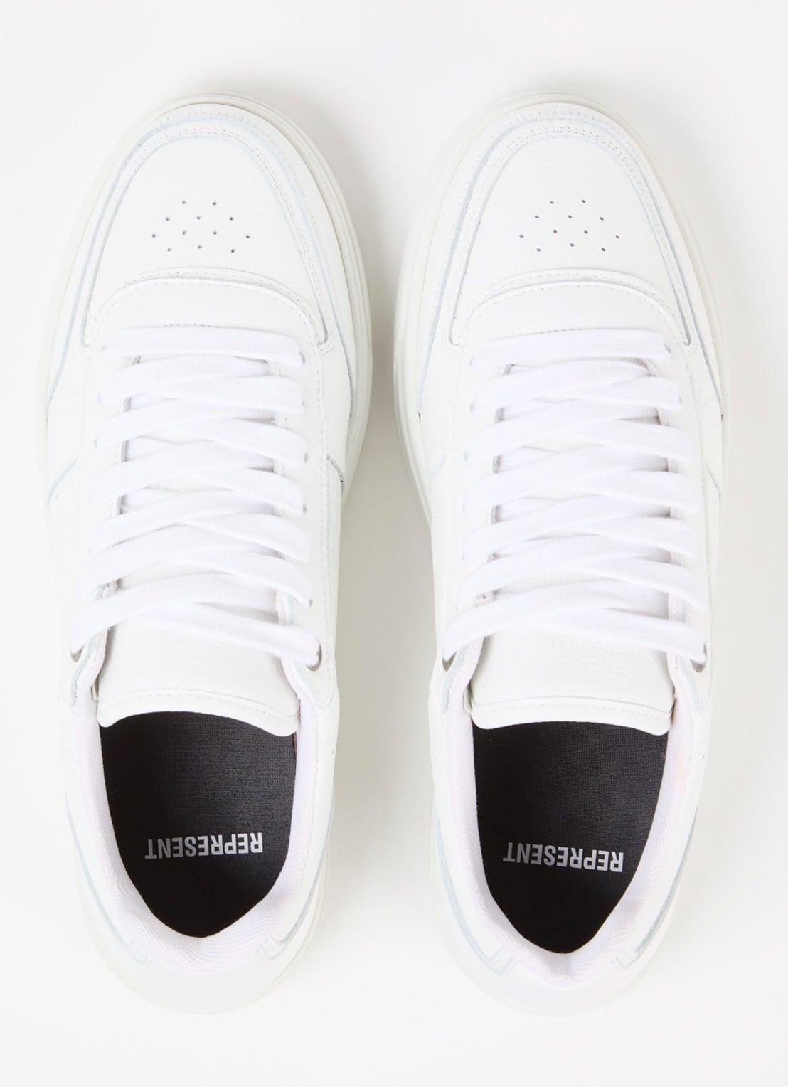 Represent Initial sneaker van leer met structuur - detail 4 wit