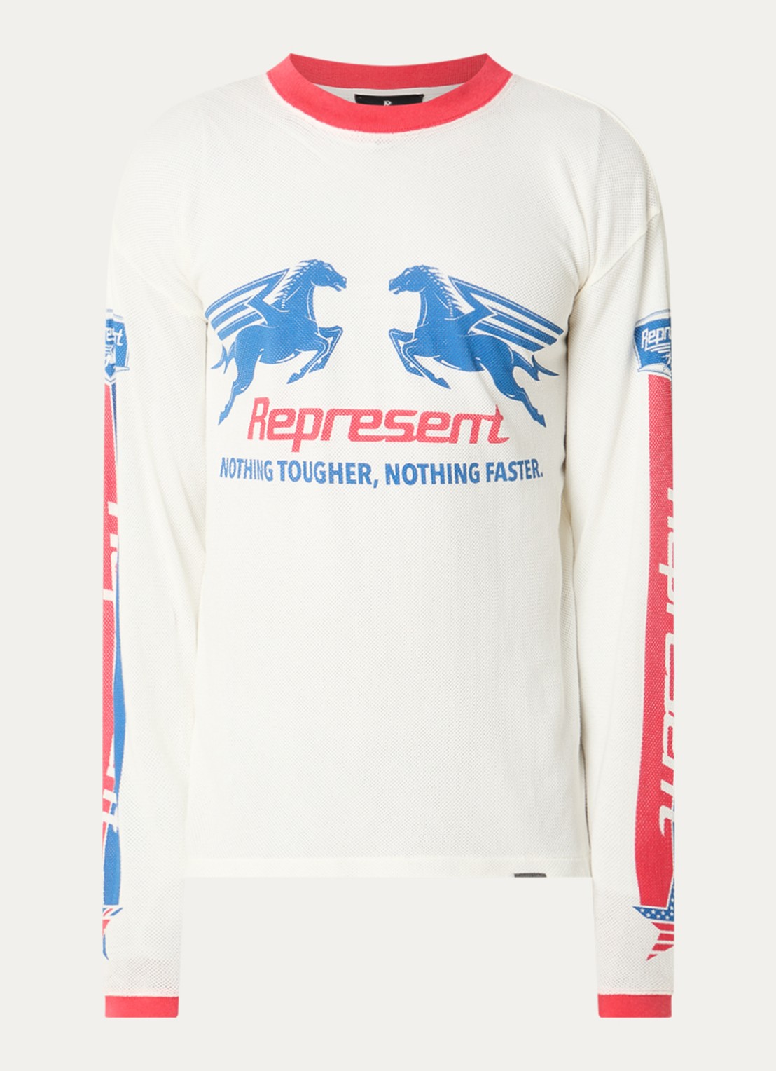 Represent Longsleeve T-shirt met logoprint - voorkant 3 gebroken wit