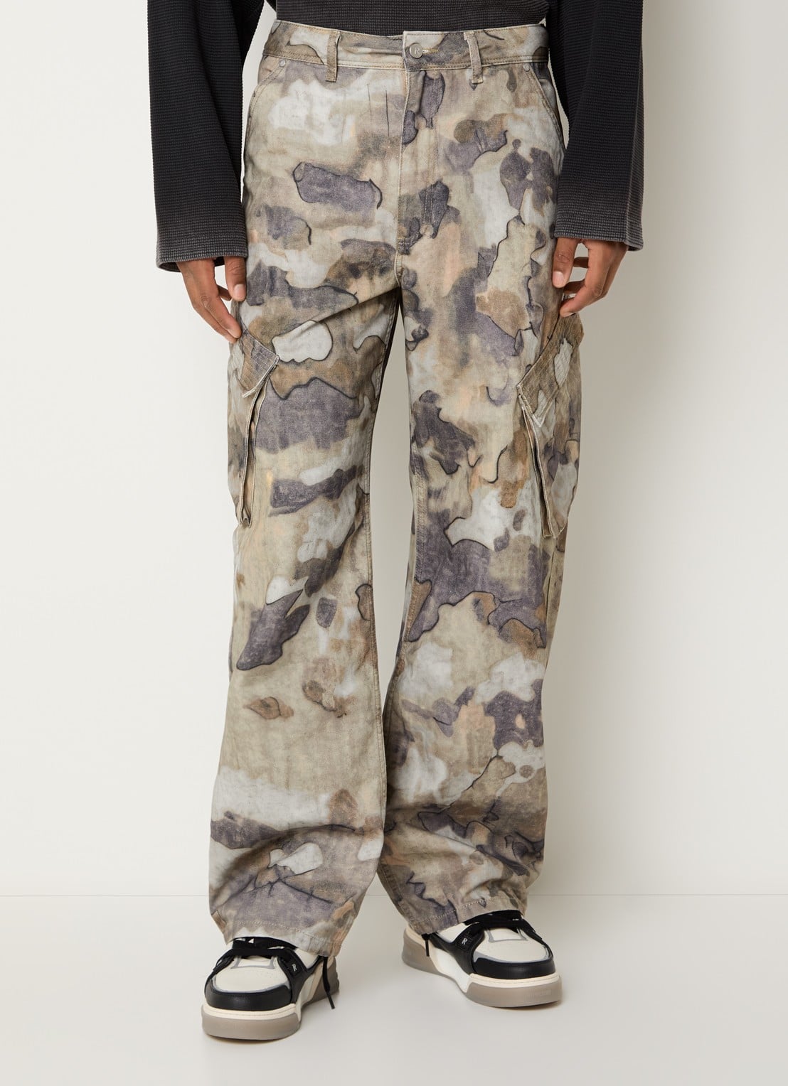 Represent Loose fit cargobroek met steekzakken - detail beige